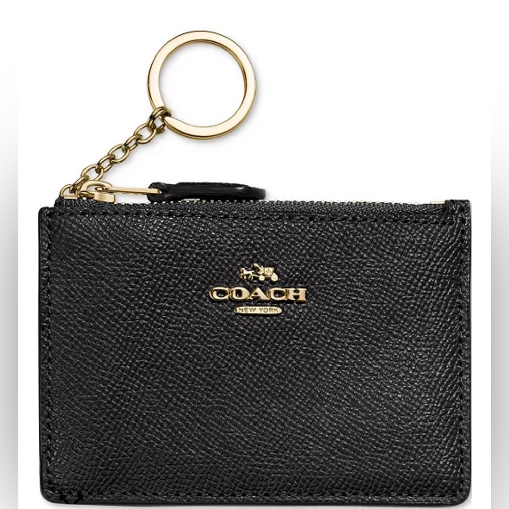 NTW Coach Mini Skinny ID Case, Black Crossgrain Leather